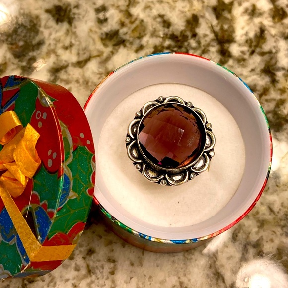 Cushion Cut Solitaire Amethyst Ring - Picture 1 of 5